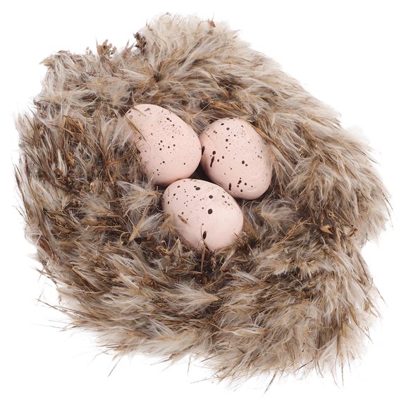 WASHWEPE Crafted Bird Nest and Faux Eggs for Indoor Micro Landscape 1Set