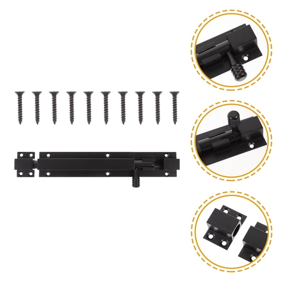 WASHWEPE Black Sliding Barrel Bolt Door Latch Thick Material Rust Resistant for Home Use