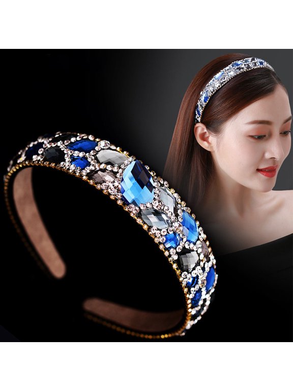 Blue Rhinestone Headband Simple Style Hair Hoops for Decoration