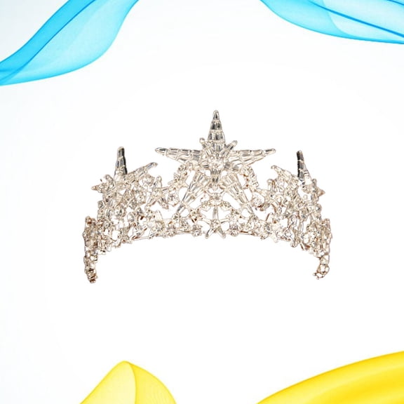 WASHWEPE Bridal Tiara Crown with Crystal Star Design for Wedding and Party Decoration