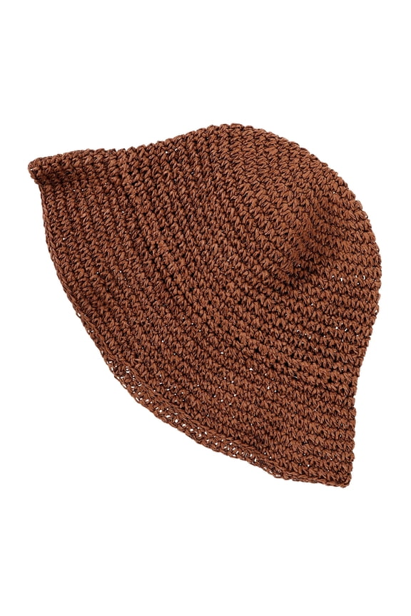 Bucket Hat 1Pcs Brown Paper Straw Sun Protection For Women Cycling And Fishing Lightweight
