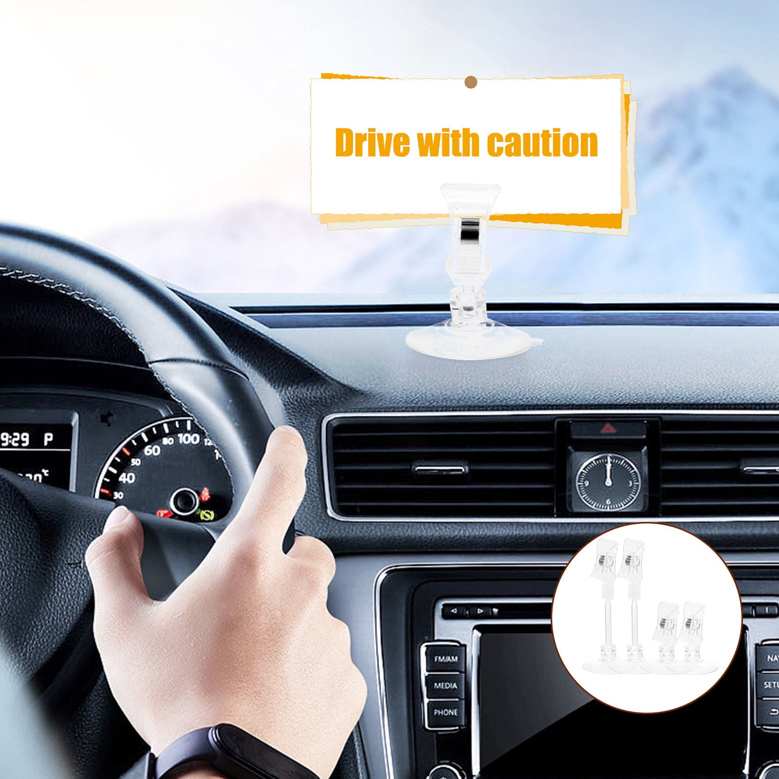 4Pcs Suction Cup Clips Parking Ticket Holder Business Cards Holder