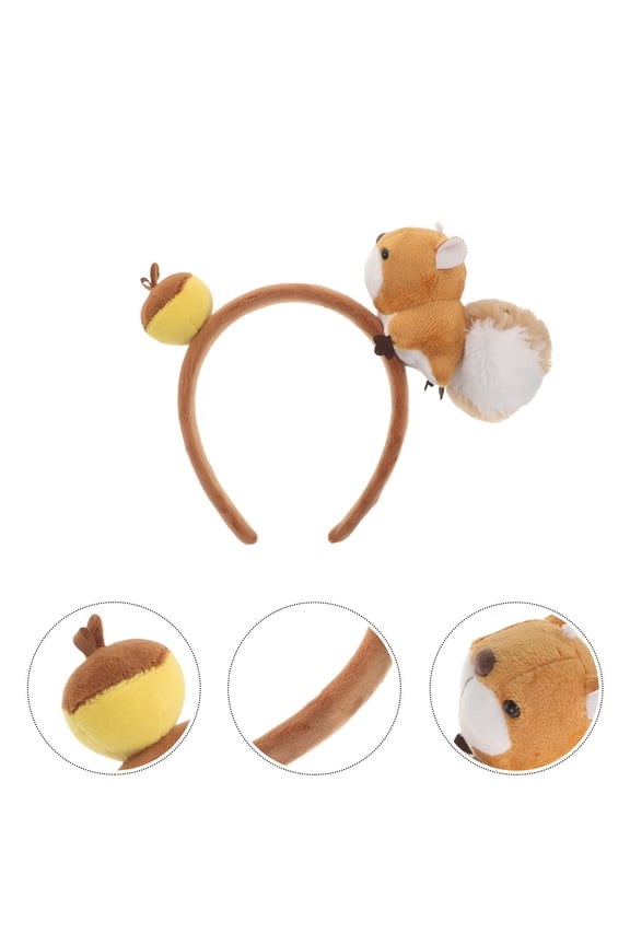 Chocolate Simulation Squirrel Animal Headband Soft Plush Cosplay Hair Accessory