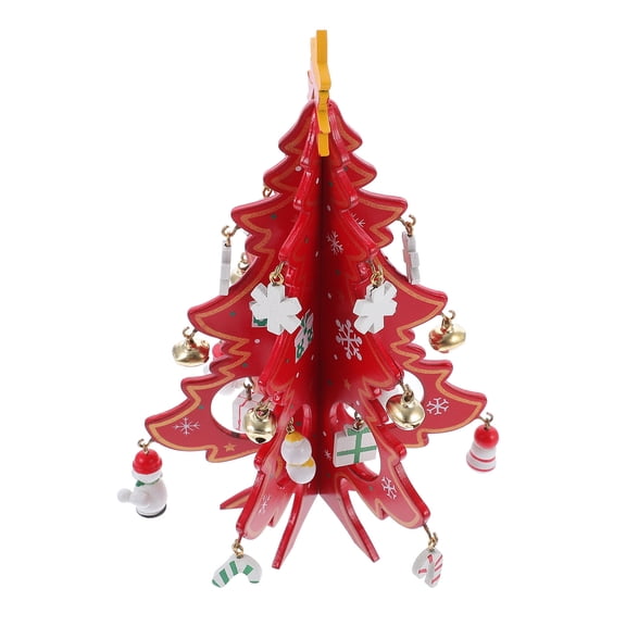 WASHWEPE Christmas with Red Artificial Christmas Tree Model for Home Decoration Synthetic Material