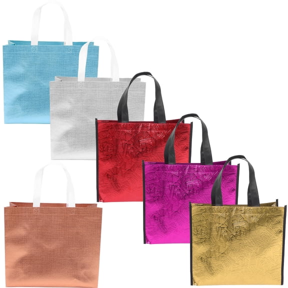 WASHWEPE Colorful Present Bags 6Pcs Nonwoven Fabric Rectangular for Birthday Party Wedding