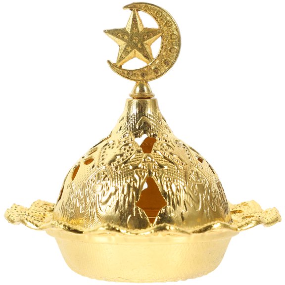 WASHWEPE Compact Alloy Incense Burner with Middle Eastern Design for Home Storage and Ambient Decor
