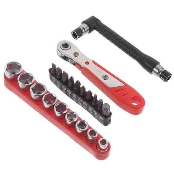 WASHWEPE 1Set Right Angle Ratchet Wrench Driver with Multi-Bit Socket Kit for Small Space Repairs