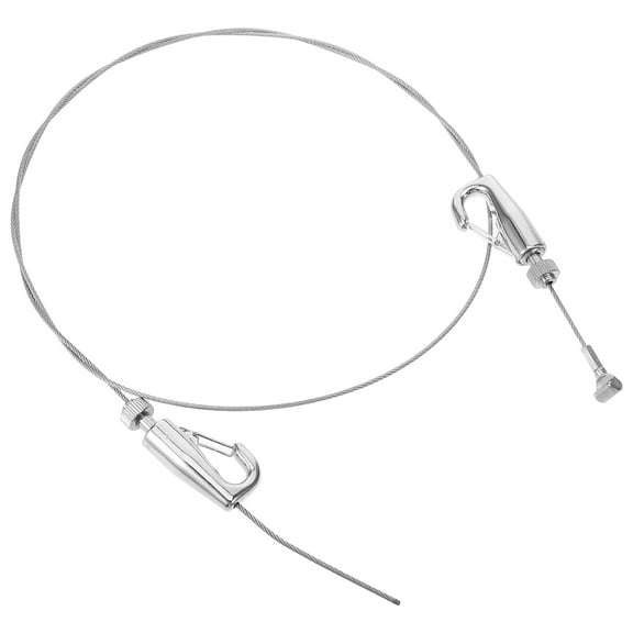 WASHWEPE Compact Silver Wire Rope Hanger 1 Set Adjustable Height for Home Decoration Photo Hangers Sturdy Construction