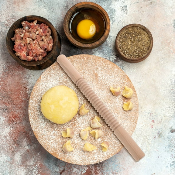 WASHWEPE Cookie Rolling Pin Wood for Baking and Cooking 1Pack 14X1X1In Light Brown