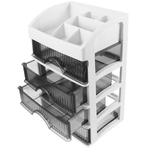 WASHWEPE Countertop Storage Drawer 1Pcs Grey Transparent Plastic Tabletop Small Cabinet For Desk Organizer 33.5x22cm