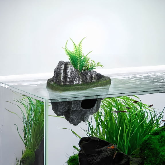 WASHWEPE Creative Aquarium Floating Ornament Resin Stone Decor for Underwater Fish Habitat