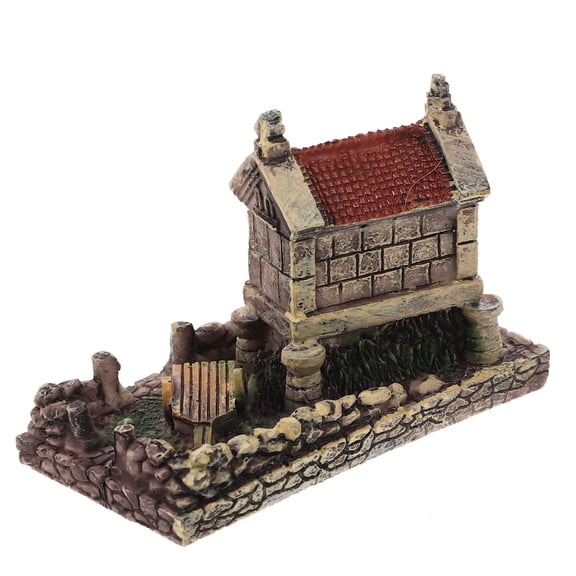 WASHWEPE Creative Dark Brown Resin Mini House for Decoration Cartoon Shape Desktop and Garden Scene