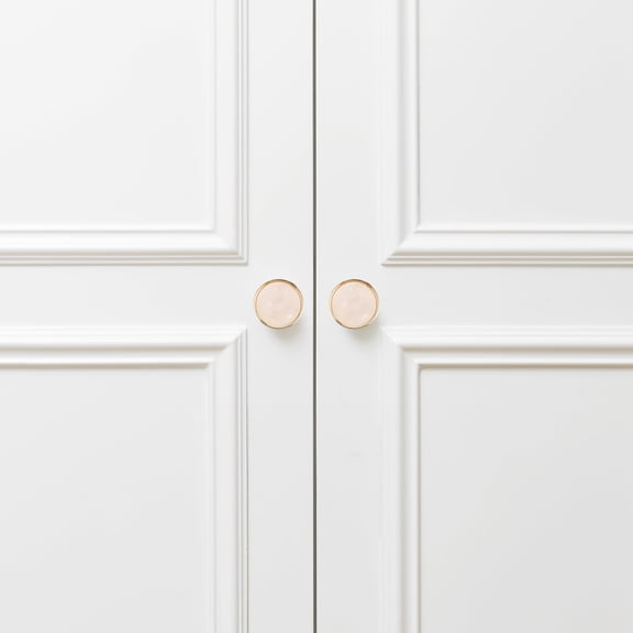 WASHWEPE 2Pcs Round Drawer Handles Zinc Alloy White Finish Durable for Cabinets and Wardrobes
