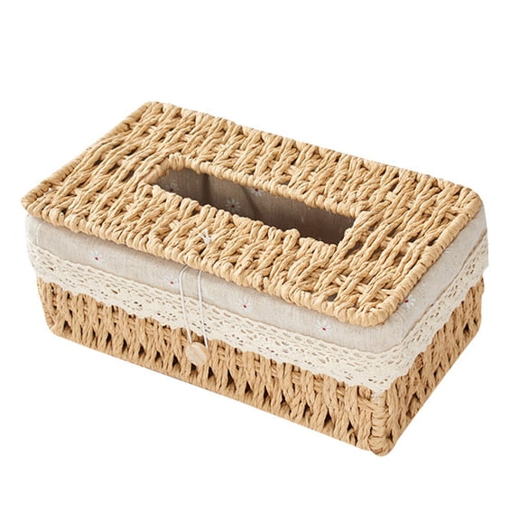 WASHWEPE Cylinder Tissue Box Iron Linen Rectangular Storage For Daily Use 1Pc 9.43x5.50x3.93in