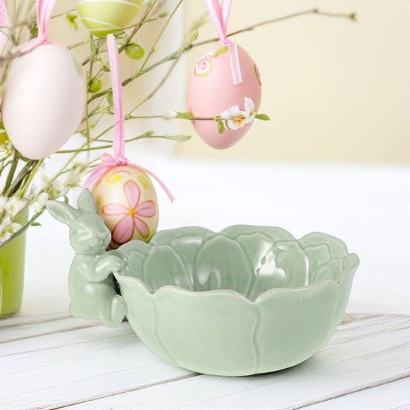 WASHWEPE Decorative Bunny Bowl Ceramic Serving Dish for Fruit and Snacks