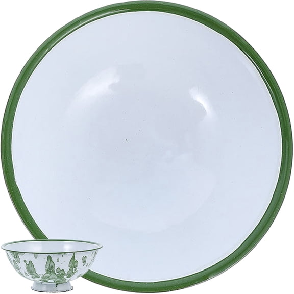 WASHWEPE Vintage Enameled Bowl Retro Footed Bowl Enamel 1 Set