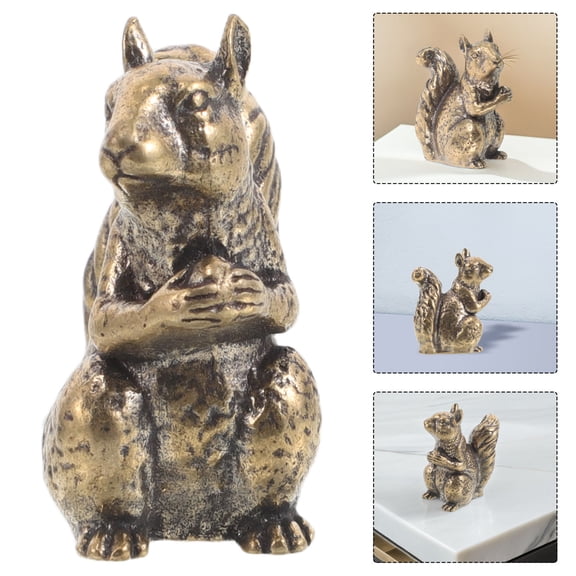 WASHWEPE Brass Incense Holder Tiny Squirrel Statue with Unique Craftsmanship for Office Decor