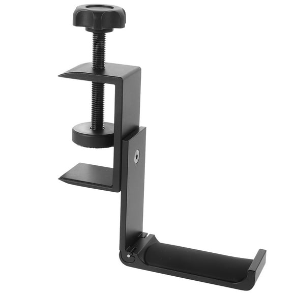 WASHWEPE Desk Headphone Stand Cable Management Foldable Black Silver for Users with Headphones 1Pcs