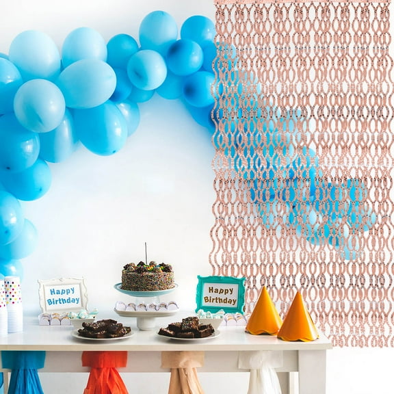 WASHWEPE Fringe Curtains Decorations Pink PET 3Pcs Background Wall Arrangement