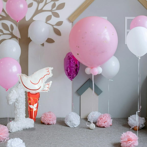WASHWEPE Easy Inflate Multi Color Dove Balloons Torch Shape for Birthday Party and Celebration Decor