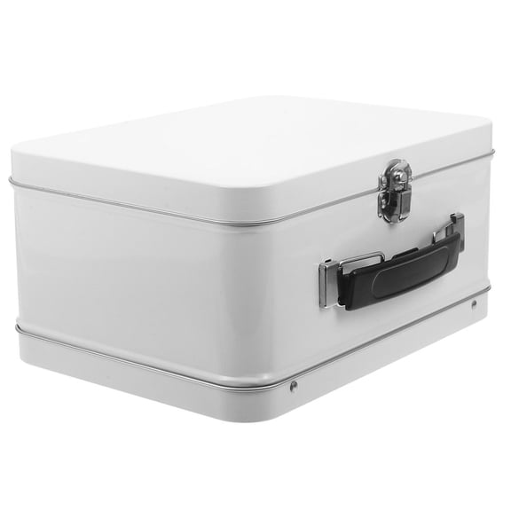 WASHWEPE Decorative Storage Boxes for Weddings Tin Box White 1Pack