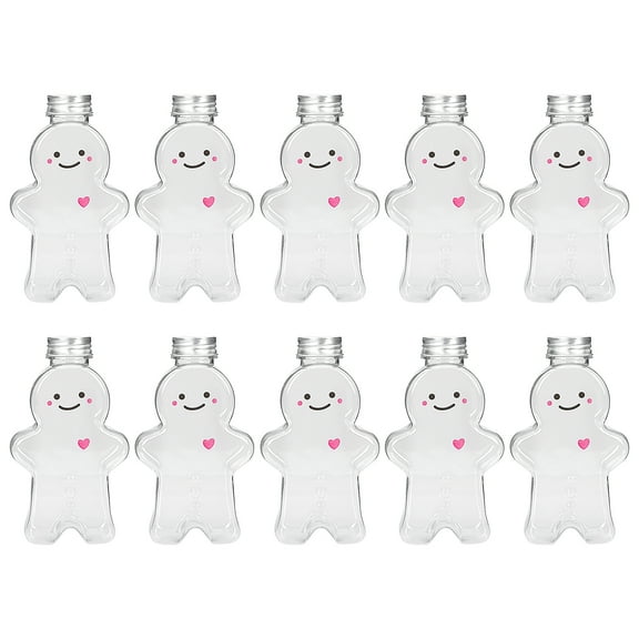 WASHWEPE Plastic Transparent Milk Bottles for Storage Use with Smooth Edges and Comfortable Grip 10 Pieces