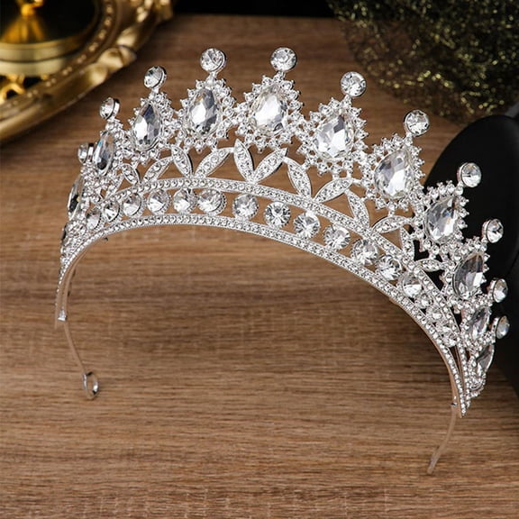 WASHWEPE European Baroque White Crystal Hair Crown for Weddings and Special Occasions