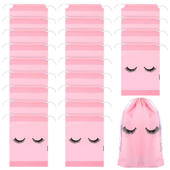 WASHWEPE Eyelash Design Makeup Bags 50Pack Pink Durable And Portable For Women Travel And Home