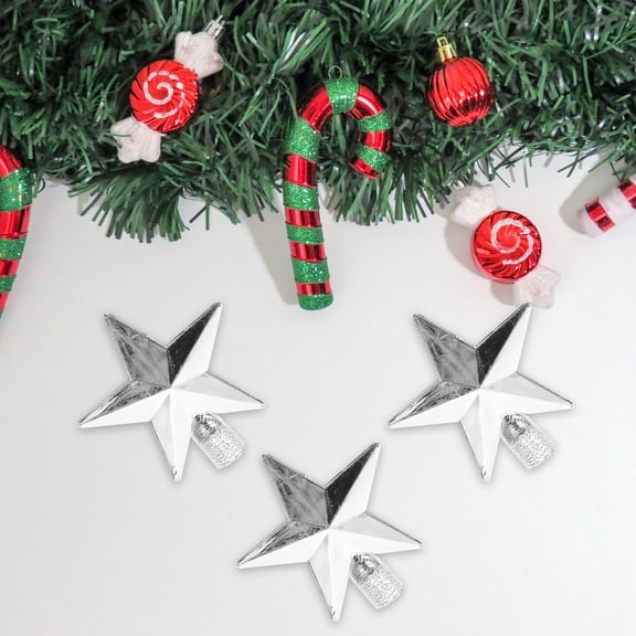 WASHWEPE Festive Design 20Pcs Silver Star Tree Topper for Christmas and Family