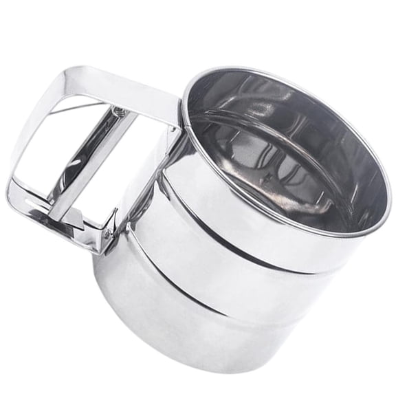 WASHWEPE Flour Sifter For Baking Hand Press Powder Strainer Stainless Steel Cup Sifter