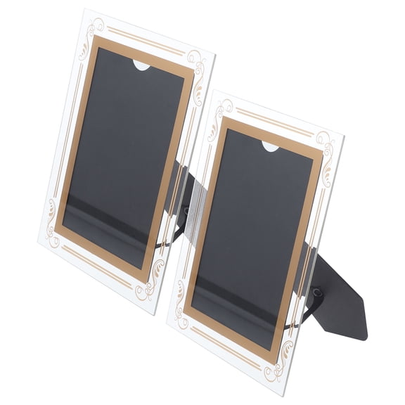 WASHWEPE FrColor 2Pack Rectangular Golden Crystal Picture Frame for Desk Wedding Photos