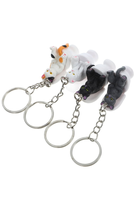 Funny Toilet Cat Keychain Assorted Color PVC Metal Cute Aesthetic Keyring for Decoration 4Pcs
