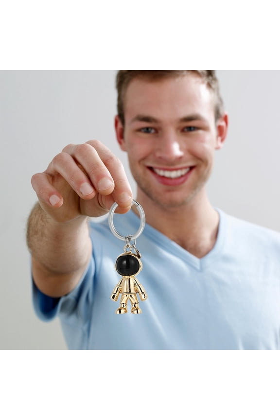 Golden Alloy Space Robot Keyring with Chic Design for Fashionable Decoration