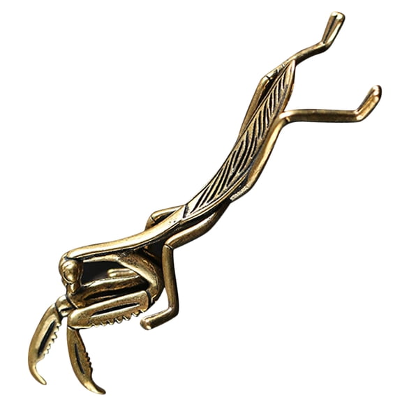 WASHWEPE Golden Brass Mantis Statue Decorative Figurine for Indoor Desktop Decor and Creative Craft Accent