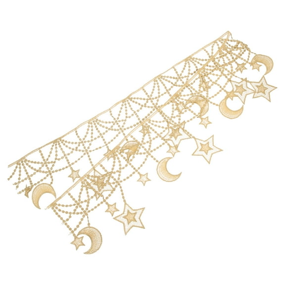 WASHWEPE Golden Polyester Lace Trim Star Moon Embroidery Style For Diy Use 1 Piece