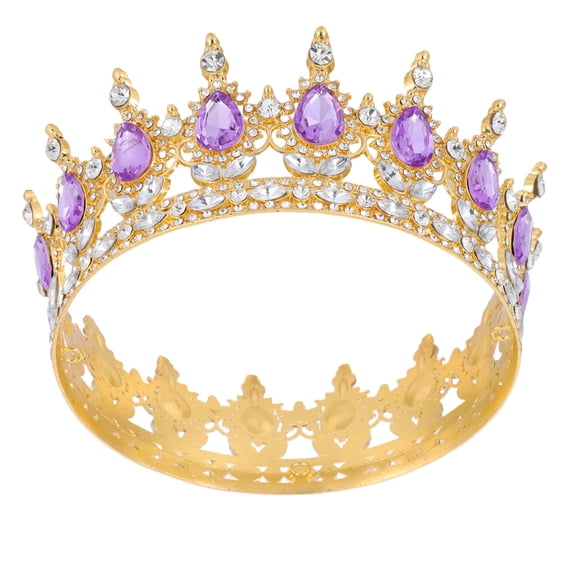 WASHWEPE Golden Bridal Rhinestone Crown for Wedding Elegant Vintage Queen Tiara Headpiece