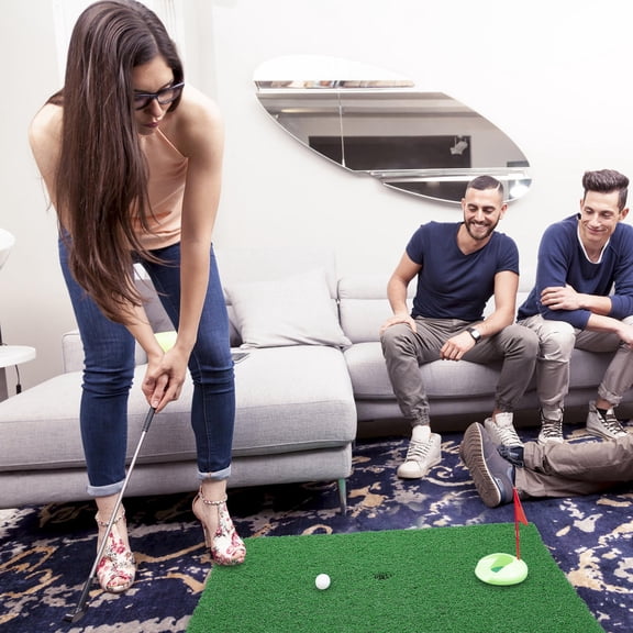 WASHWEPE Green Artificial Grass Golfing Practice Mat Lightweight Portable Training Aid