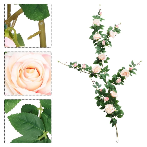 WASHWEPE Pink Artificial Rose Vine Floral Gar for Wall Backdrop and Outdoor Party Decoration