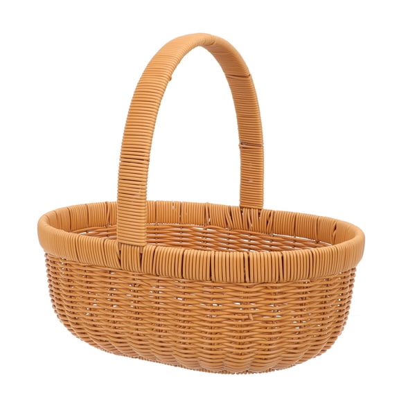 WASHWEPE Harvest Basket Storage Basket Brown Synthetic Material 1Pcs Camping