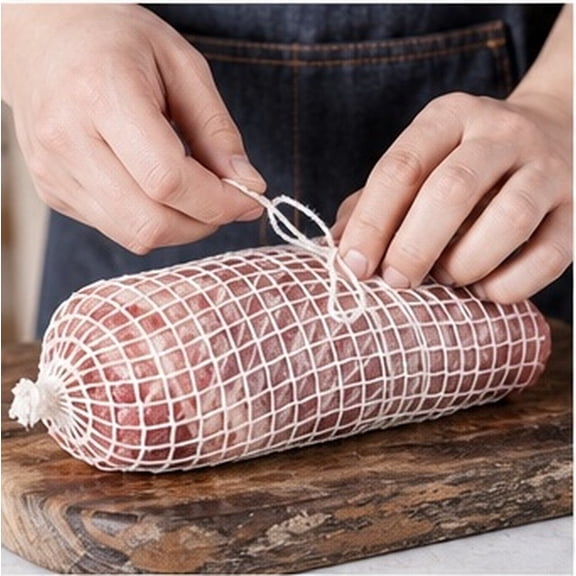 WASHWEPE High Grade Polyester White Meat Netting Roll for Sausage Casings and Even Meat Cooking