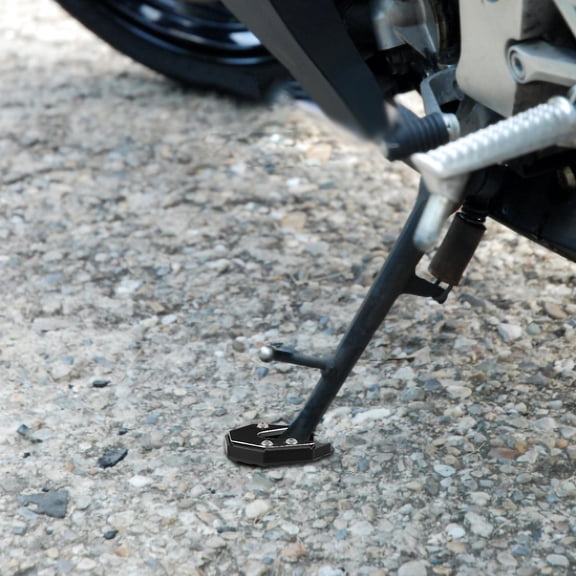 WASHWEPE Kickstand Support Plate 1Set Motorcycle Aluminum Alloy Black 3.0X2.2X0.6In