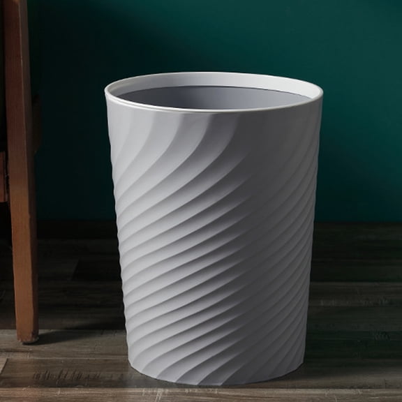WASHWEPE Grey Round Ash Bin Plastic Garbage Recycling Container for Household Storage