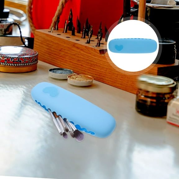 WASHWEPE Makeup Brush Travel Case 1Pack Sky-Blue Silicone Travel Pouch Compact Size Easy to Carry for Girls