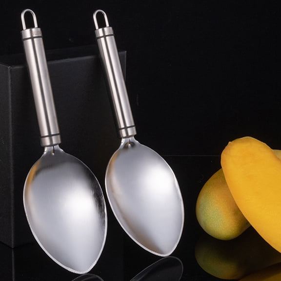 WASHWEPE Mango Peeler and Scooper for Home Use Made of Stainless Steel Silver Color 2 Pieces