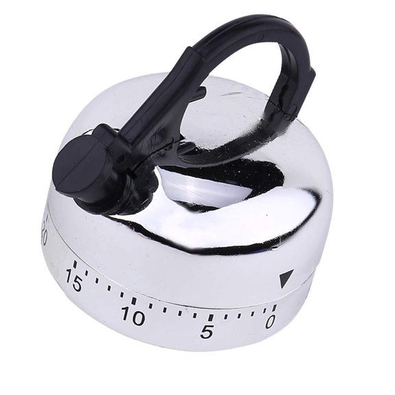 WASHWEPE Mechanical Kitchen Timer Silver Color for Home Cooking Baking and Time Management