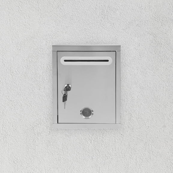 WASHWEPE Wall Mounted Mailbox Black Metal with Slot Lock for Voting Suggestion Storage