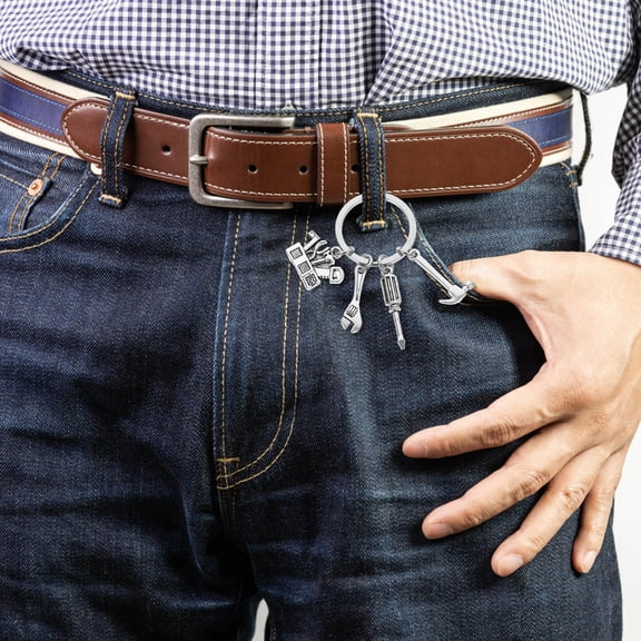 WASHWEPE Metal Wrench Keychain For Men 1Pack Key Chain Pendant With Screwdriver And Hammer 6cm Total Length