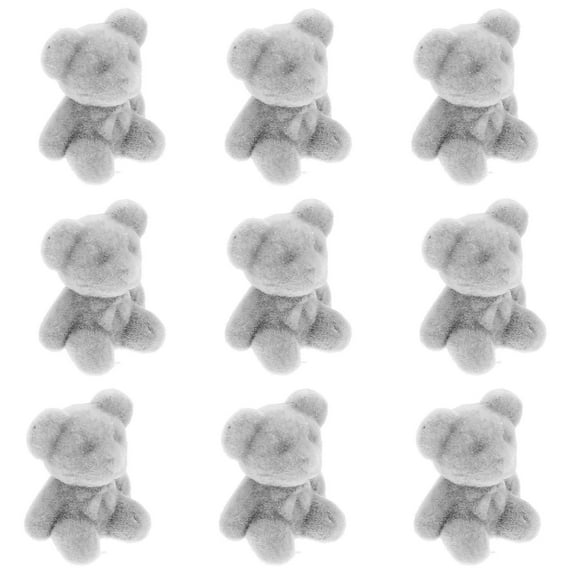 WASHWEPE Mini Flocked Bears 10Pcs Bear Shape Tiny Ornament For Wedding Tabletop Decorations