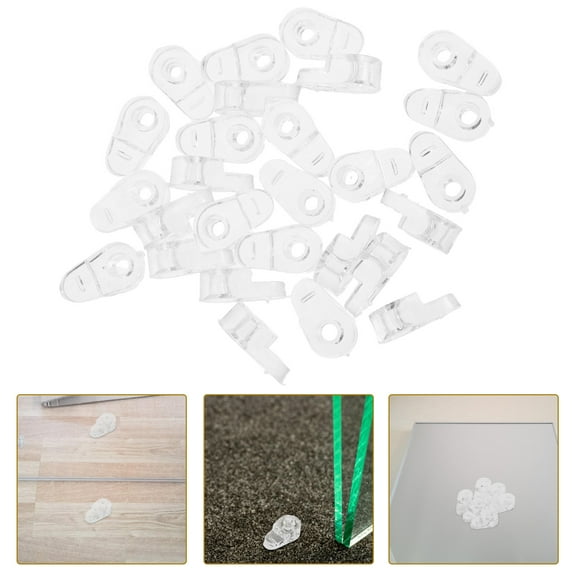 WASHWEPE Mirror Glass Clips 1 Set 100 Clips 100 Screws Plastic Rectangular Shape
