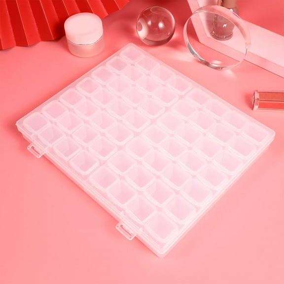 WASHWEPE Multi Compartment Storage Box 1Set 56 Compartments Clear Organizer For Beads Earrings Rings Store Display
